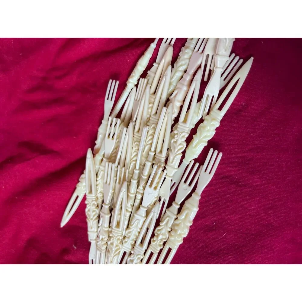 MCM 1960's Made in Hong Kong Celluloid Hors d’oeuvres Cocktails Fork Set AS IS